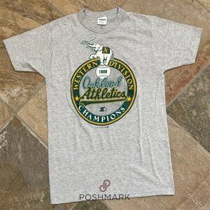 Vintage Oakland Athletics Western Division Champions Starter Baseball Shirt TE10